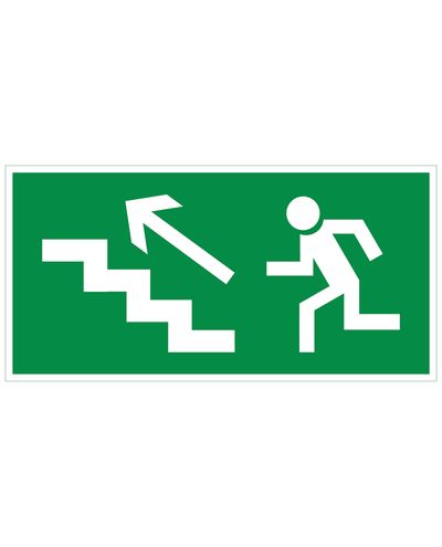 Nødudgang trappe op til venstre, Ibond aluminium refleks, 300x150 mm