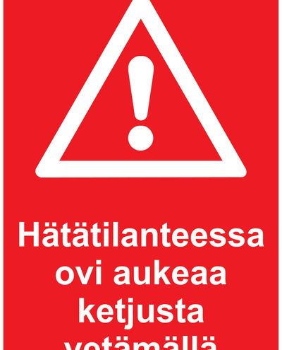I nødstilfælde åbnes døren ved at trække i kæden, Reflekterende klistermærke, 200x300 mm