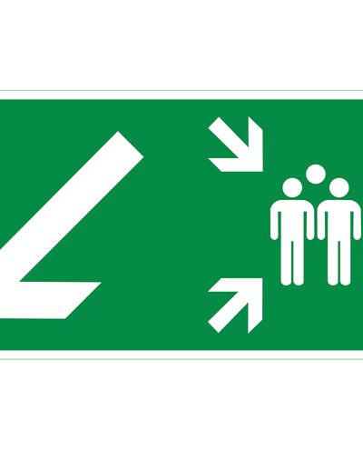 Samleplads pil ned til venstre, Ibond aluminium refleks, 300x150 mm Samleplads pil ned til venstre, Ibond aluminium refleks, 300x150 mm