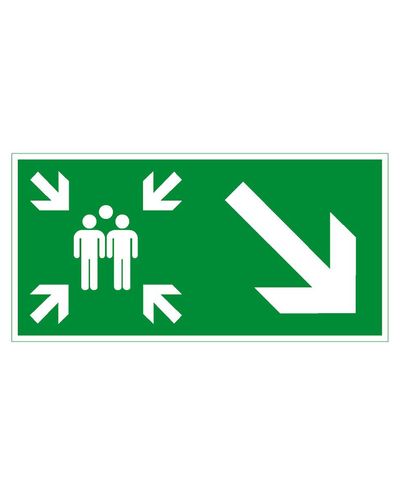 Samleplads pil ned til højre, plast refleks 1 mm, 300x150 mm