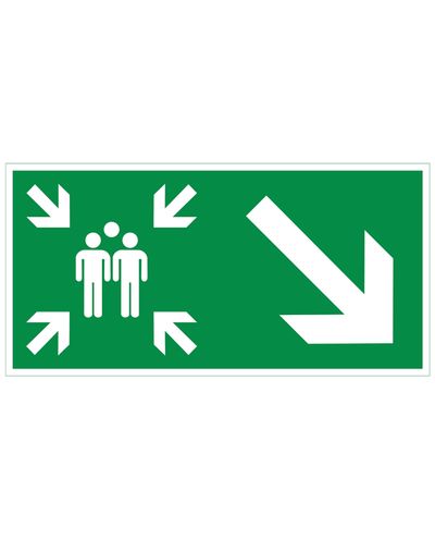 Samleplads pil ned til højre, Ibond aluminium refleks, 300x150 mm