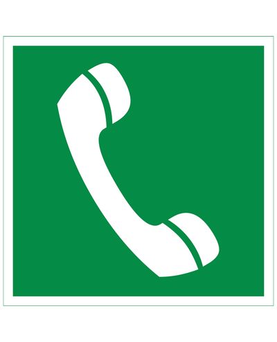 Nødtelefon, Reflekterende klistermærke, 200x200 mm