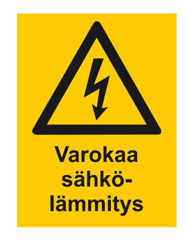 Pas på elektrisk opvarmning, Klistermærke, 200x300 mm