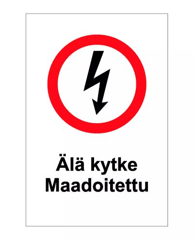Må ikke tilsluttes jordet, Klistermærke, 200x300 mm Må ikke tilsluttes jordet, Klistermærke, 200x300 mm