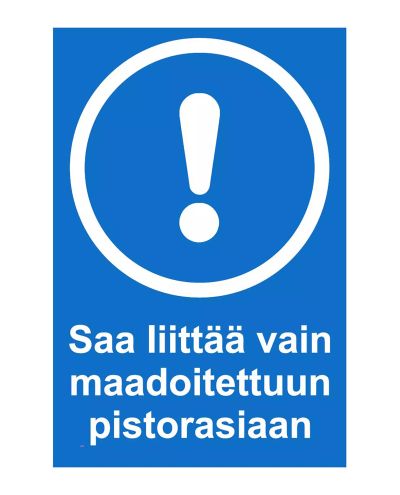 Må kun tilsluttes en jordet stikkontakt, Klistermærke, 200x300 mm Må kun tilsluttes en jordet stikkontakt, Klistermærke, 200x300 mm