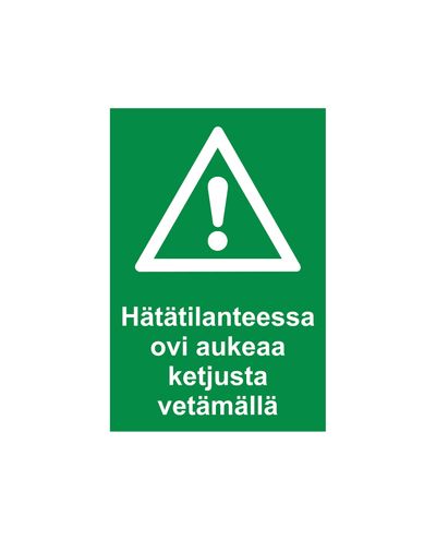 I nødstilfælde åbnes døren ved at trække i kæden, Reflekterende klistermærke, 200x300 mm