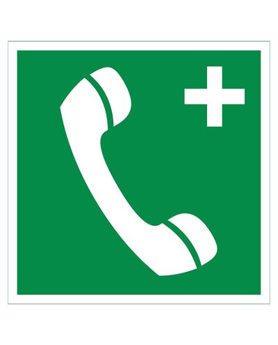 Nødtelefon plus, reflekterende klistermærke, 200x200 mm