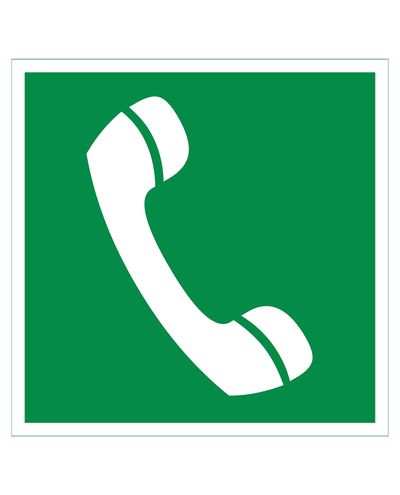 Nødtelefon, Reflekterende klistermærke, 200x200 mm
