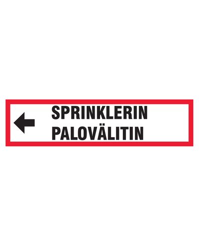 Sprinkler brandalarm pil til venstre, Klistermærke, 400x100 mm Sprinkler brandalarm pil til venstre, Klistermærke, 400x100 mm