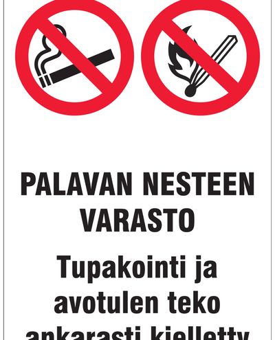 Opbevaring af brandfarlige væsker, klistermærke, 200x300 mm