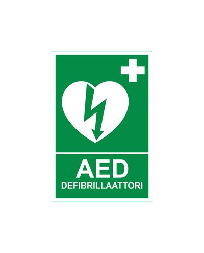 AED-defibrillator, reflekterende klistermærke, 200x300 mm
