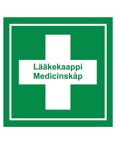 Medicinskab, reflekterende klistermærke, 200x200 mm