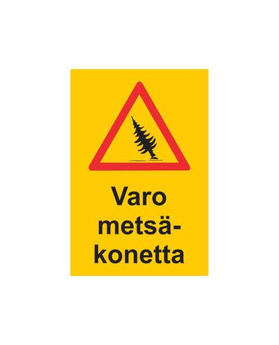 Pas på skovbrugsmaskiner, klistermærke, 200x300 mm
