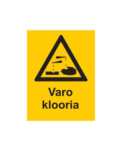 Pas på klor, klistermærke, 200x300 mm Pas på klor, klistermærke, 200x300 mm