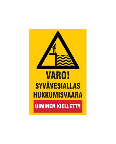 Pas på dybvandsbassin, klistermærke, 200x300 mm