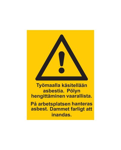 Asbest håndteres på byggepladsen, det er farligt at indånde støvet, Klistermærke, 200x300 mm