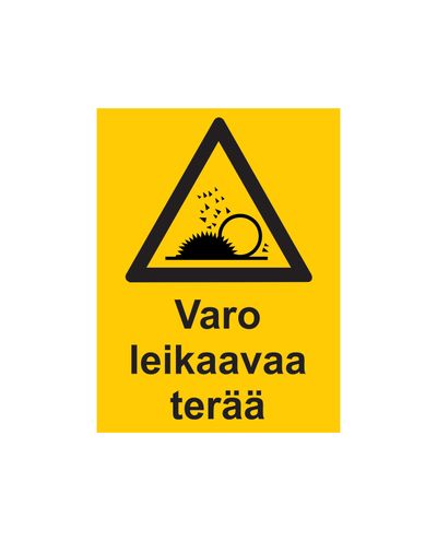Pas på skærebladet, klistermærke, 200x300 mm