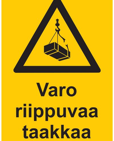Pas på med flyttende kranlaster, Klistermærke, 200x300 mm