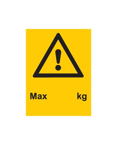 Maks. kg, Klistermærke, 200x300 mm