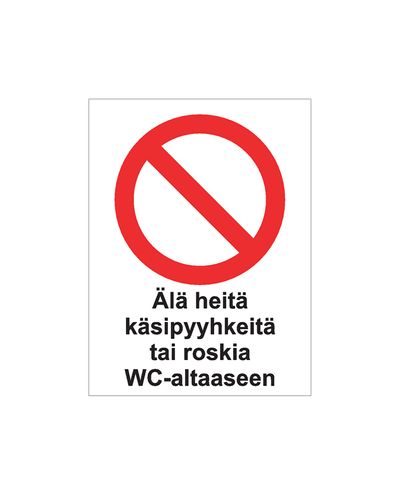 Smid ikke håndklæder eller affald i toilettet, klistermærke, 200x300 mm Smid ikke håndklæder eller affald i toilettet, klistermærke, 200x300 mm