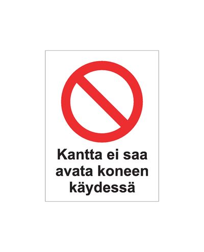 Åbn ikke låget, mens maskinen kører, Klistermærke, 200x300 mm