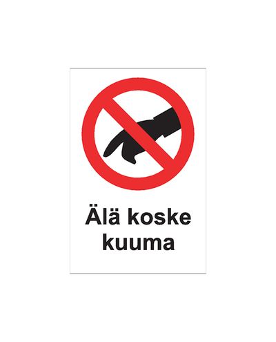 Må ikke berøres ved varmt vand, klistermærke, 200x300 mm Må ikke berøres ved varmt vand, klistermærke, 200x300 mm
