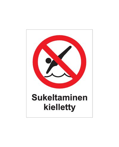 Ingen dykning, klistermærke, 200x300 mm