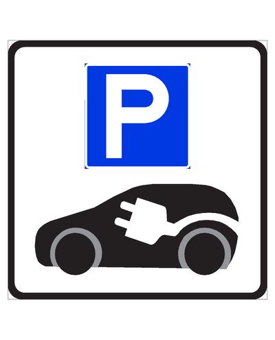 Ladepunkt til elbil P, klistermærke, 400x400 mm