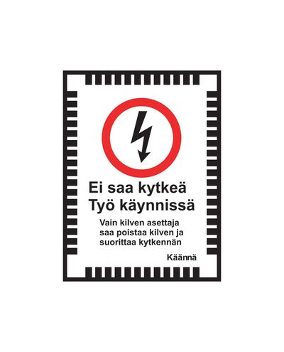 Må ikke tilsluttes under igangværende arbejde, Klistermærke, 300x400 mm