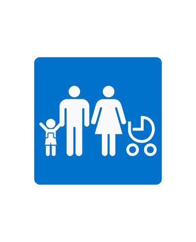 Familieplads, klistermærke, 200x200mm