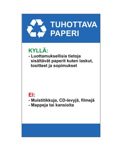 Instruktioner til destruerbart papir, Ibond, 200x300mm