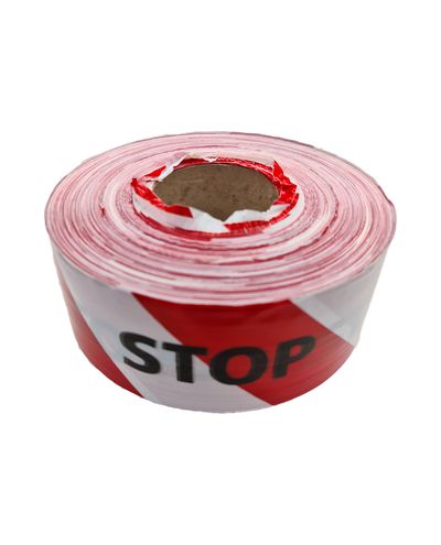 Afspærringstape rød/hvid STOP 500m x 75mm