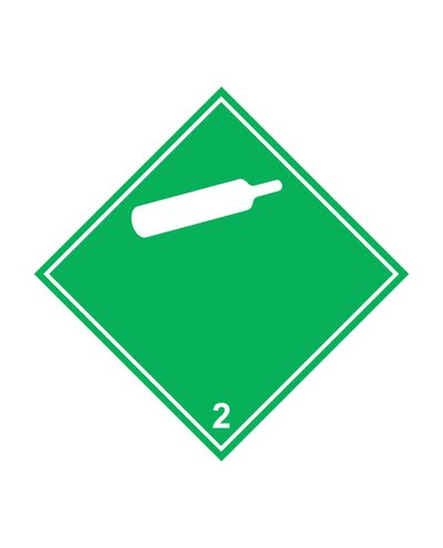 Klasse 2.2 Ikke-brændbare gasser nega, Klistermærke, 100x100 mm