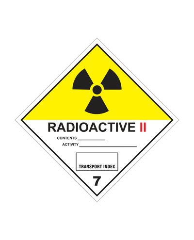 Klasse 7B Radioaktive materialer, klistermærke, 100x100 mm Klasse 7B Radioaktive materialer, klistermærke, 100x100 mm
