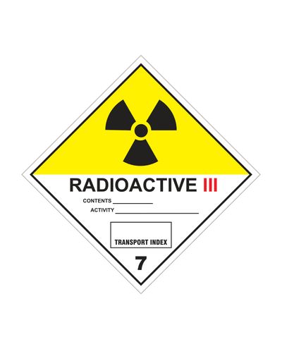 Klasse 7C radioaktive materialer, klistermærke, 100x100 mm Klasse 7C radioaktive materialer, klistermærke, 100x100 mm
