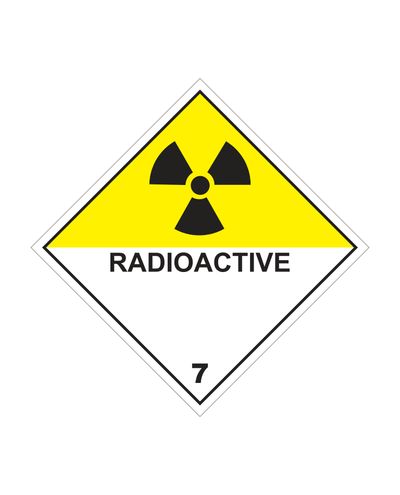 Klasse 7D radioaktive materialer, klistermærke, 100x100 mm Klasse 7D radioaktive materialer, klistermærke, 100x100 mm