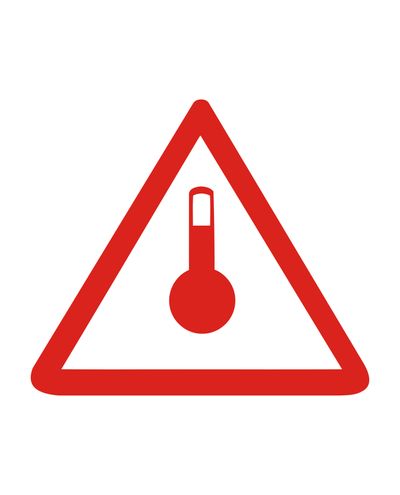 Forhøjet temperatur, klistermærke, 100x100 mm Forhøjet temperatur, klistermærke, 100x100 mm