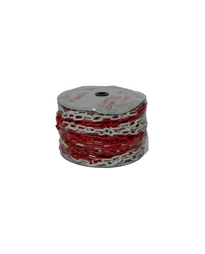 6 mm plastikkæde (hvid/rød) - 50 m